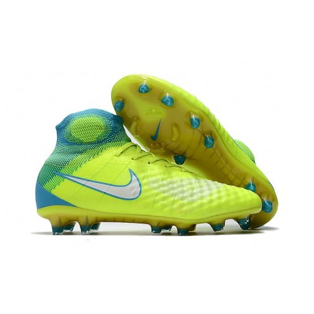 Nike Magista Obra II FG Nouveaux Chaussure de Foot Jaune Bleu