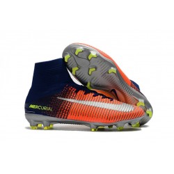 Nike Crampon Football 2017 Mercurial Superfly V FG Bleu Royal Chrome Carmin