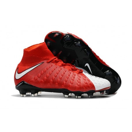 Chaussures Nouvel Nike Hypervenom Phantom III DF FG Rouge Blanc