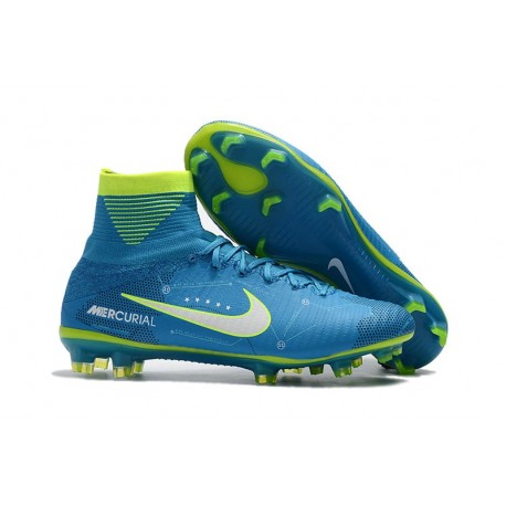 Chaussure de Foot Neuf Nike Mercurial Superfly 5 FG Neymar Bleu Blanc