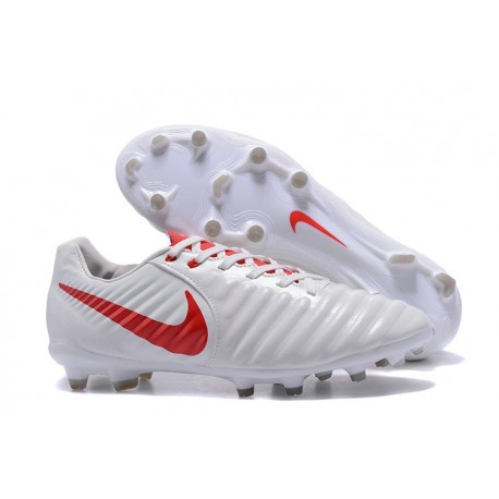 Chaussures de Football 2017 Nike Tiempo Legend VII FG ACC Blanc Rouge