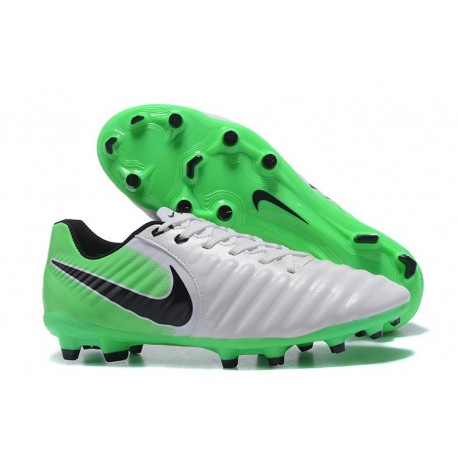 Nike Cuir Crampons Foot Tiempo Legend 7 FG Homme - Blanc Vert