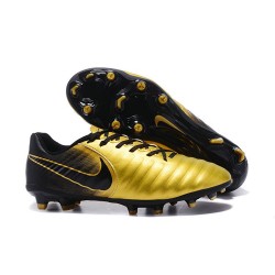 Nike Cuir Crampons Foot Tiempo Legend 7 FG Homme - Or Noir
