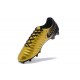 Nike Cuir Crampons Foot Tiempo Legend 7 FG Homme - Or Noir