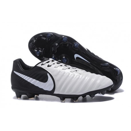 Nike Cuir Crampons Foot Tiempo Legend 7 FG Homme - Blanc Noir