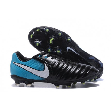 Nike Cuir Crampons Foot Tiempo Legend 7 FG Homme - Noir Bleu