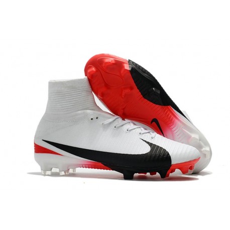 Chaussure de Foot Neuf Nike Mercurial Superfly 5 FG Blanc Rouge Noir