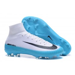 Chaussure de Foot Neuf Nike Mercurial Superfly 5 FG Blanc Bleu Noir