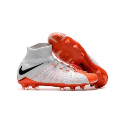 Nike Chaussures Hypervenom Phantom 3 DF FG Flyknit - Blanc Orange