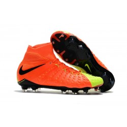 Nike Chaussures Hypervenom Phantom 3 DF FG Flyknit - Orange Jaune