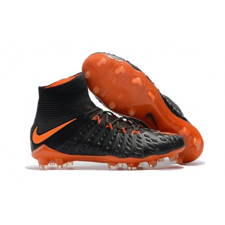 Nike Chaussures Hypervenom Phantom 3 DF FG Flyknit - Noir Orange