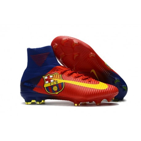 Chaussure de Foot Nike Mercurial Superfly 5 DF FG - Barcelona Rouge Jaune