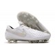 Chaussures Nike Tiempo Legend VIII Elite FG Blanc Platine