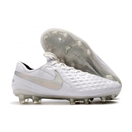 Chaussures Nike Tiempo Legend VIII Elite FG Blanc Platine