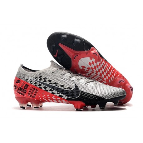 Nike Crampons Mercurial Vapor XIII ELITE FG Neymar Platine Noir Rouge