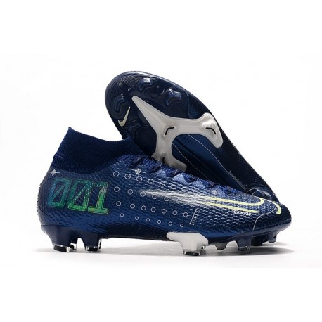 Nike Mercurial Superfly VII Elite DF FG Bleu Néant Volt Blanc