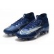 Nike Mercurial Superfly VII Elite DF FG Bleu Néant Volt Blanc