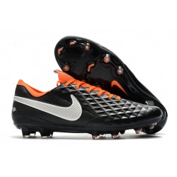 Chaussures Nike Tiempo Legend VIII Elite FG Noir Blanc Orange