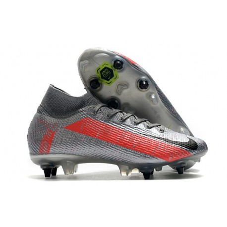 Nike Mercurial Superfly 7 Elite SG-Pro Anti-Clog Gris Noir Rouge