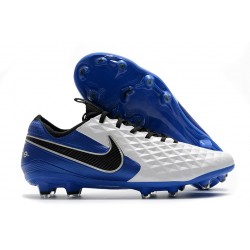 Nike Tiempo Legend 8 Elite FG Crampon Foot - Blanc Bleu Noir