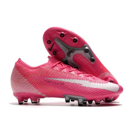 Chaussures Nike Mercurial Vapor XIII Elite AG Mbappe Rose Blanc Noir