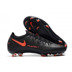 Nike Crampons de Foot Phantom GT Elite FG Noir Rouge Chili Gris Fumee