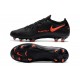 Nike Crampons de Foot Phantom GT Elite FG Noir Rouge Chili Gris Fumee