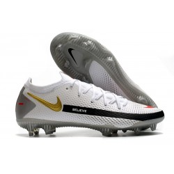 Nike Crampons de Foot Phantom GT Elite FG Blanc Noir Or Rouge