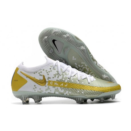 Nike Chaussure Phantom GT Elite FG Or Blanc