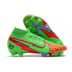 Crampons Nike Mercurial Superfly VII Elite DF FG Faith Vert Rouge