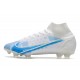 Nike Neuf Mercurial Superfly 8 Elite FG Blanc Bleu