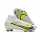 Nike Mercurial Superfly VIII Elite FG Blanc Noir Métallique Argent Volt