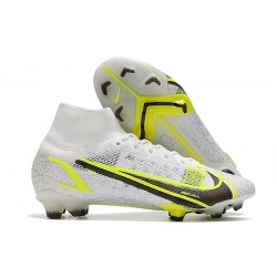 Crampons Nike Mercurial Superfly VIII Elite FG Blanc Noir Métallique Argent Volt