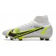 Nike Mercurial Superfly VIII Elite FG Blanc Noir Métallique Argent Volt