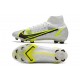 Nike Mercurial Superfly VIII Elite FG Blanc Noir Métallique Argent Volt