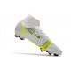 Nike Mercurial Superfly VIII Elite FG Blanc Noir Métallique Argent Volt