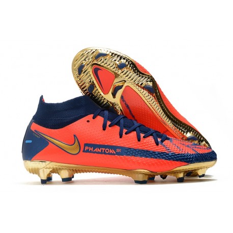 Chaussure Nike Phantom GT Elite DF FG Orange Or Bleu