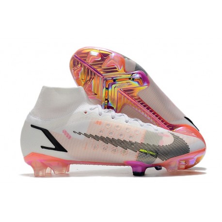 Crampons Nike Mercurial Superfly VIII Elite FG Blanc Noir Carmin Rose