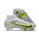 Nike Mercurial Superfly 8 Elite SG Pro AC Silver Safari - Blanc Noir Argenté Jaune Fluo