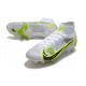 Nike Mercurial Superfly 8 Elite SG Pro AC Silver Safari - Blanc Noir Argenté Jaune Fluo