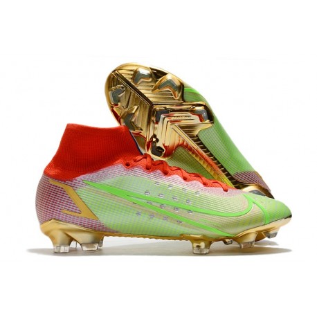 Nike Neuf Mercurial Superfly 8 Elite FG Vert Rouge Or