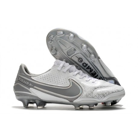 Chaussure Nike Tiempo Legend IX Elite FG Blanc Gris