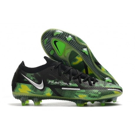 Nike Phantom GT 2 Elite FG Noir Platine Métallique Vert Strike