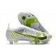 Nike Mercurial Vapor 14 Elite SG-PRO Silver Safari - Blanc Noir Argenté Jaune Fluo