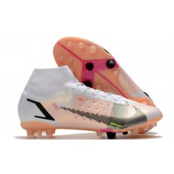 Nike Mercurial Superfly 8 Elite AG Blanc Noir Carmin Rose