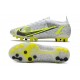 Nike Mercurial Vapor 14 Elite AG PRO Blanc Noir Métallique Argent Volt