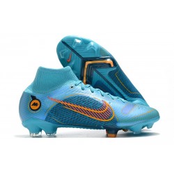 Nike Neuf Mercurial Superfly 8 Elite FG Bleu Chlorine Orange Laser Marina