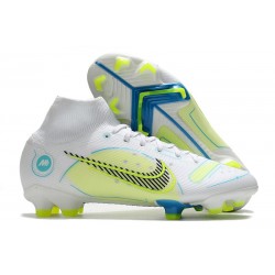 Nike Neuf Mercurial Superfly 8 Elite FG Blanc Jaune Bleu